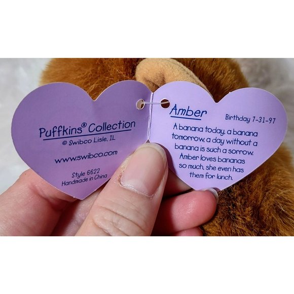 Puffkins Amber 5” Monkey Brown Plush Stuffed Animal by Swibco Style 6662 - Picture 2 of 5